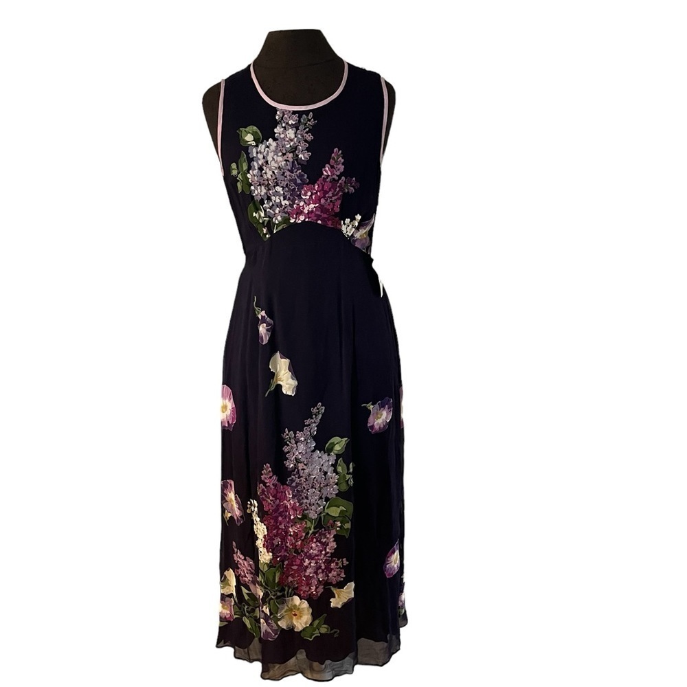 New Old Stock Vintage 1980s Nostalgia Brand Chiffon Floral Maxi Fairy Dress S